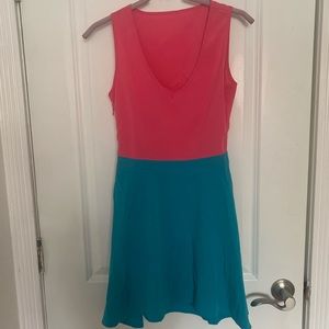 Pink & Blue Colour Block Dress w/ Back Cut-Out